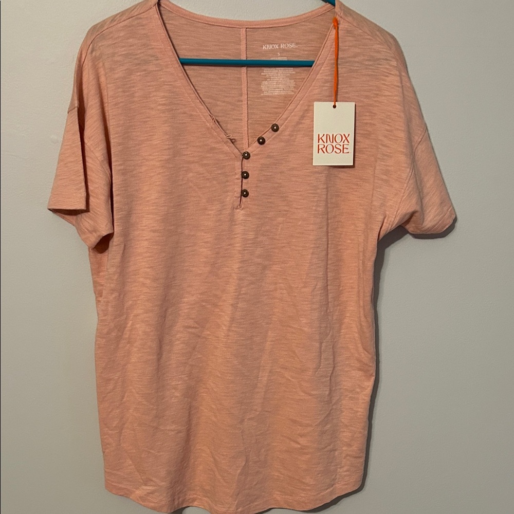 Knox Rose Women's Blush/peach Short Sleeve Top. Small. Cotton/modal.NWT.